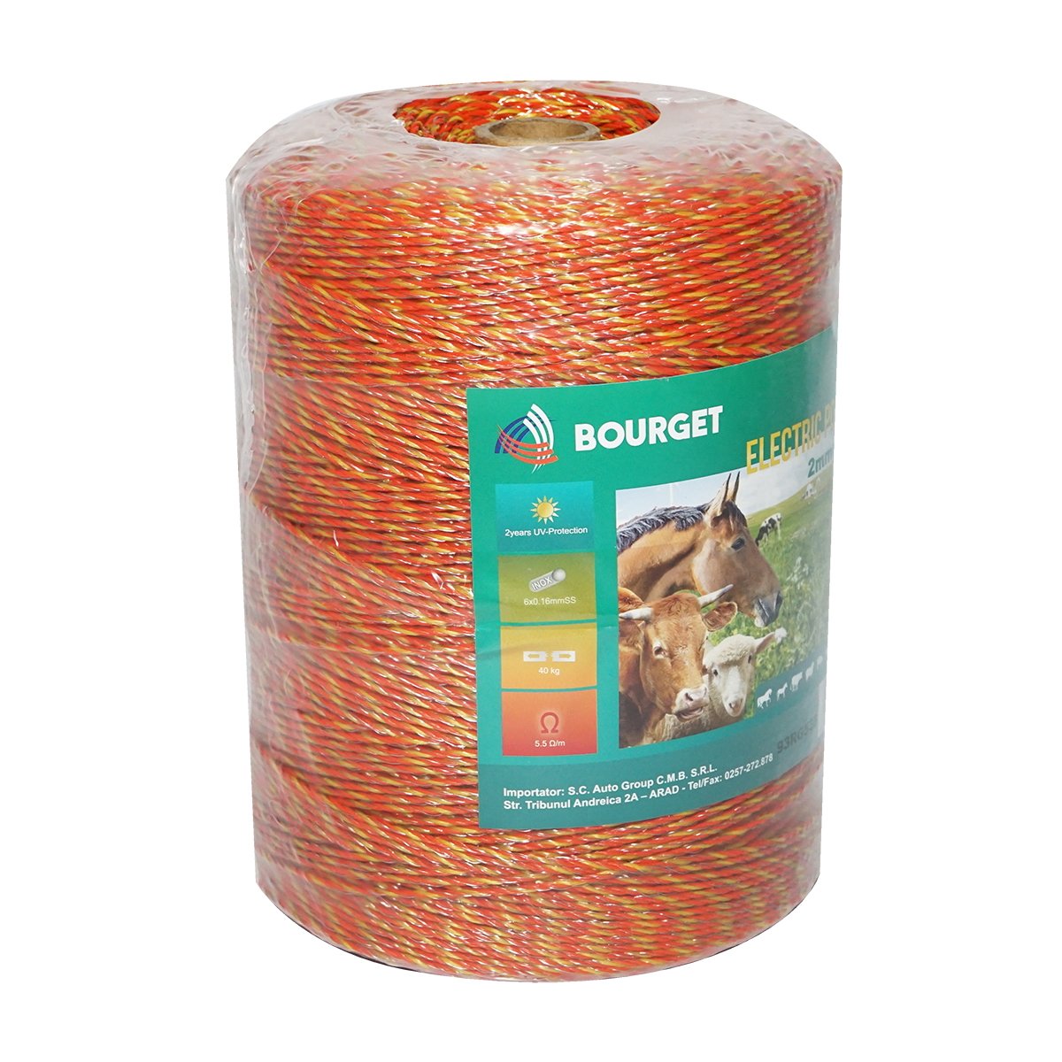 Rola fir galben-rosu fi 2mm 6x0.16mm SS, 1000m gard electric, rezistenta 5.5 Ohm Bourget